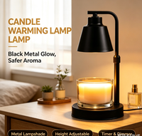 Lampe chauffe-bougie avec minuterie, intensité réglable, hauteur réglable, noire
