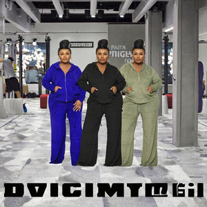 Otoño 2026 de talla grande para mujer, conjunto de ropa deportiva informal de terciopelo, Top CON CAPUCHA DE Color sólido, pantalones de dos piezas, transpirables, ecológicos - Product Image 2