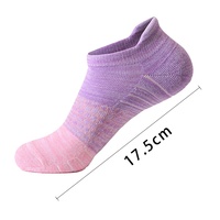 Chaussettes courtes de sport imprimées à blocs de couleur pour femmes, en tissu bouclette épaissi, respirantes, antidérapantes, invisibles pour la course à pied