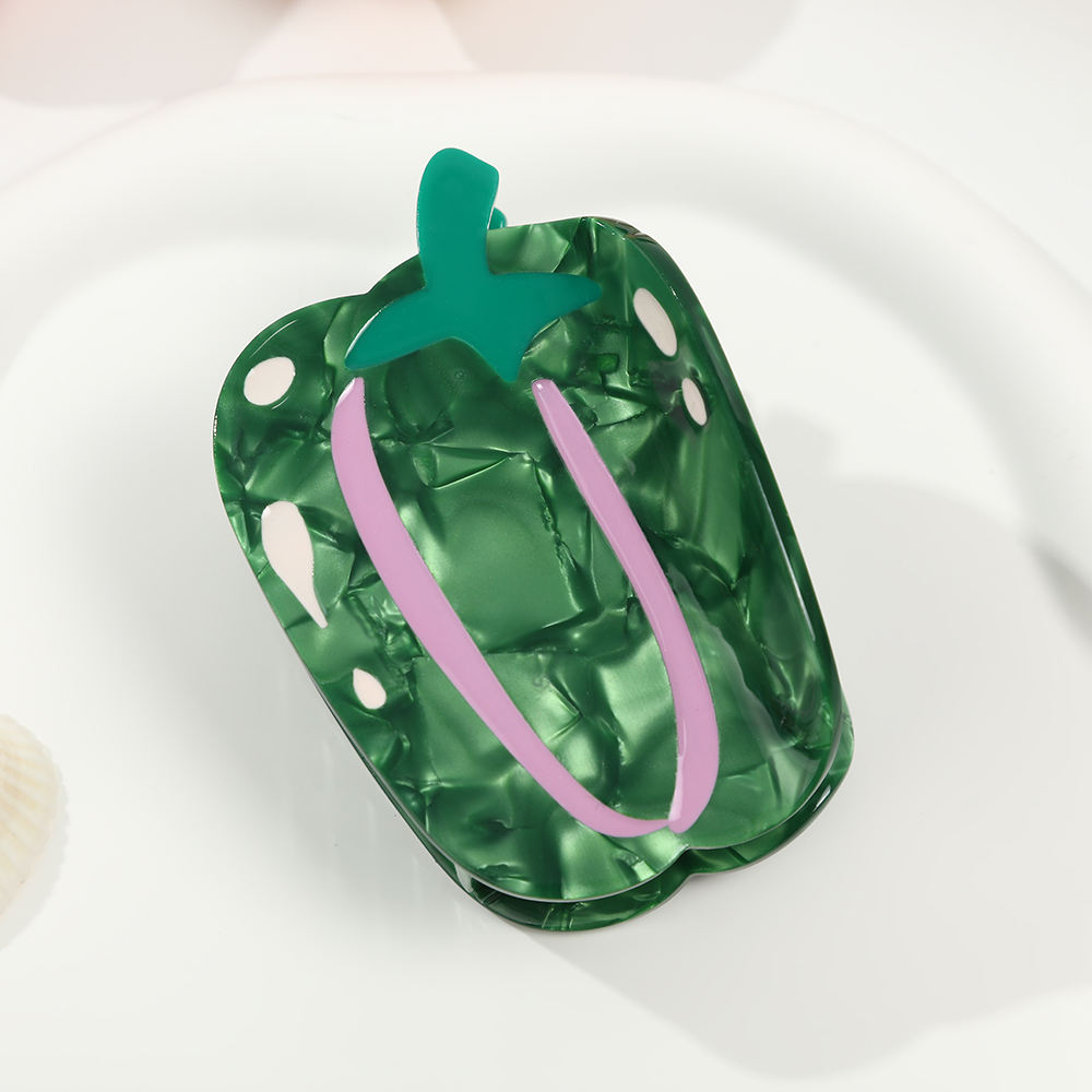 Customized Kids' Fashionable Acrylic Shark Hairpin with Vegetable Cartoon Design Carton Packaging Fast Delivery for Daily Use