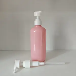 17Oz 500Ml wadah Losion kosmetik Pink Pump Sprayer botol sampo plastik kemasan sabun cair minyak pijat isi ulang