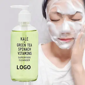 Kale thé vert Ce acide salicylique/gel/nettoyant pour le visage non moussant contrôle de l'huile hydratant Anti-âge acné nettoyant pour le visage