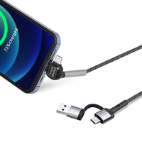 100CM 4 en 1 Support de câble de support de téléphone Support 3A 60W Câble Micro 8pin Type c Câble de données de charge rapide Logo époxy personnalisé Doming