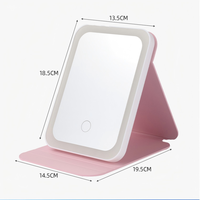 Miroir Cosmétique Portable Rechargeable avec 3 Capteurs Tactiles, Lumière Réglable, Cadre en Verre, Pliable, Finition Argentée, Plusieurs Styles