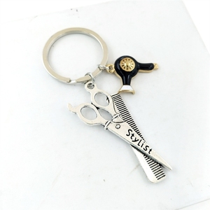 Tijeras de estilista, secador de pelo, peine, llavero de peluquero - Product Image 5