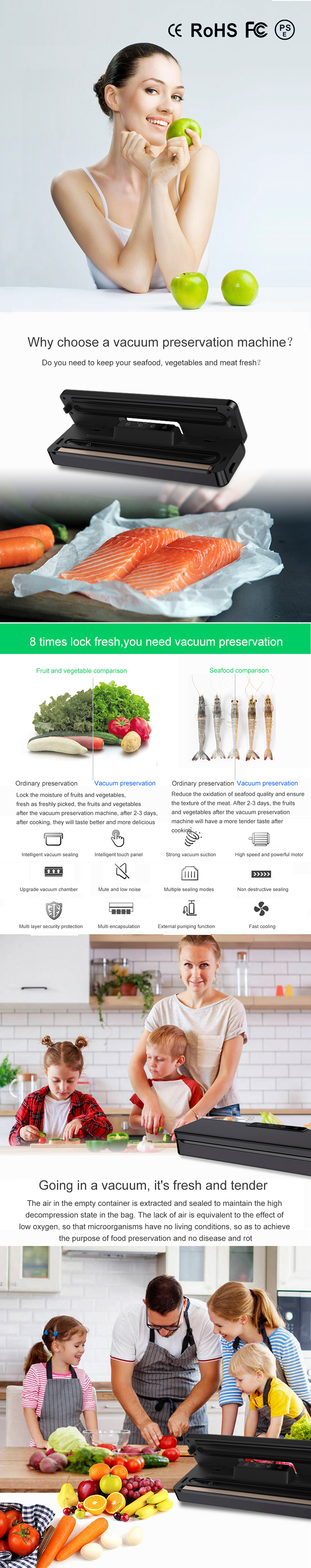 New Design Automatic Handheld Instant Food Tray Air Packaging Saver Vacuum Packer Cover Jar Bag Machine Sealer