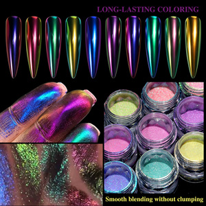 Poudre à ongles caméléon macaron de qualité supérieure, poudre pigmentée néon aurore bicolore pour la décoration des ongles DIY, salon de manucure, vente en gros - Product Image 1
