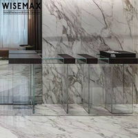 WISEMAX FURNITURE Meubles design Meuble TV avec base en verre et plateau en bois Meubles de luxe pour la maison Table à manger en verre Console