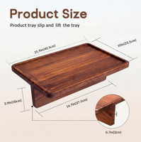 Table d'appoint pliable en bois de pin massif pour accoudoir de canapé, finition noyer foncé, rebord surélevé, 15,9x10 pouces