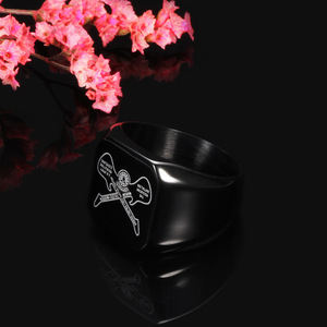 Bague Guitare Rock en Acier Inoxydable Noir 18MM Design Géométrique Bijou Unisexe Tendance Cadeau - Product Image 5