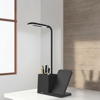 Lampe de Bureau LED 15W 3-en-1 à Commande Tactile avec Support Porte-Stylo, Chargeur Sans Fil pour Téléphones Portables, Protection Oculaire et Intensité Variable