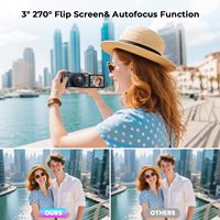 Appareil photo numérique professionnel à pointage direct 4K 72MP avec zoom 18X, mise au point automatique, vidéo, photographie, écran 2-3 pouces, carte SD, capteur CMOS, détection de sourire