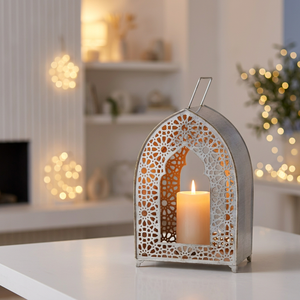 Manufacturers White Metal Moroccan <b>Candle</b> <b>Lantern</b> for Home Tabletop Ramadan Decoration - Product Image 2
