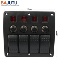 Panel de Interruptores LED Rojos de 4 Posiciones Precableado con Protección Contra Sobrecarga para Embarcaciones, RV y ATV, Precio de Fábrica