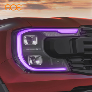 ไฟหน้ารถยนต์ Ranger Raptor Matrix LED DRL RGBW เปลี่ยนสีได้ ควบคุมผ่านแอพฯ  12V รุ่น AOE AOE-RGBW-204 ความสว่าง 8000 ลูเมนส์ จัดส่งฟรีในสหรัฐอเมริกา - Product Image 4
