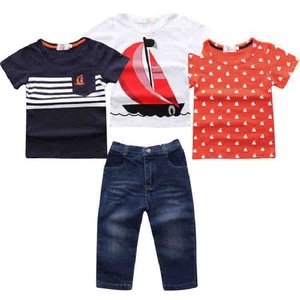 Ensemble de vêtements pour bébé garçon Summer Boutique : trois t-shirts et un jean - Product Image 1