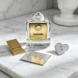 Etiquetas de Embalaje de Productos Impermeables con Relieve de Vino Redondo en Aluminio Anodizado, Etiquetas Personalizadas para Velas Perfumadas y Perfumes Metálicos - Product Image 1