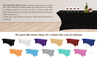 Housse de table en spandex imprimée multicolore et multiforme sur mesure, toile de fond en tissu polyester extensible, anti-plis et imperméable