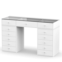 Table de maquillage de luxe moderne pour chambre à coucher avec miroir LED et tiroir, coiffeuse pour chambre