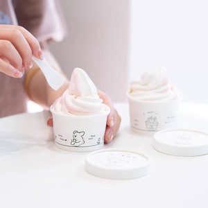 Tùy chỉnh 3oz tường duy nhất cốc giấy phân hủy sinh học dùng một lần Sundae món tráng miệng Kem <span class=keywords><strong>container</strong></span> biểu tượng tùy chỉnh in vòng hình dạng - Product Image 5