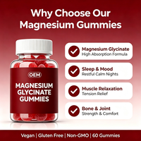 Complément de Gommes au Magnésium Glycinate, Vitamine D et B6 pour la Relaxation Corporelle, le Sommeil, la Beauté et le Soutien des Os et des Articulations, Personnalisation de Marque Privée
