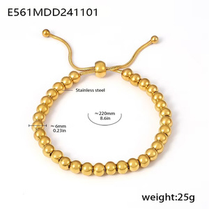 สร้อยข้อมือลูกปัดสแตนเลสสตีลขนาดเล็ก6มม. กำไลลูกปัดชุบหรูหราและหรูหรา - Product Image 6