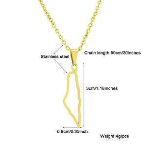 Palestina <span class=keywords><strong>Israel</strong></span> mapa Falg colgante collares para hombres mujeres Acero inoxidable Color dorado palestinos mapa étnico joyería regalos - Product Image 6