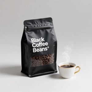 Bolsas de Café con Válvula y Cierre, Personalizadas con Logotipo, de Aluminio Mate Negro, para Empacar Granos de Café, Reciclables, de Grado Alimenticio, con Refuerzo Lateral - Product Image 1