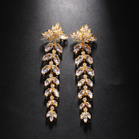 Boucles d'oreilles longues unisexes tendance, design géométrique brillant en strass, en alliage plaqué or/argent, haute qualité