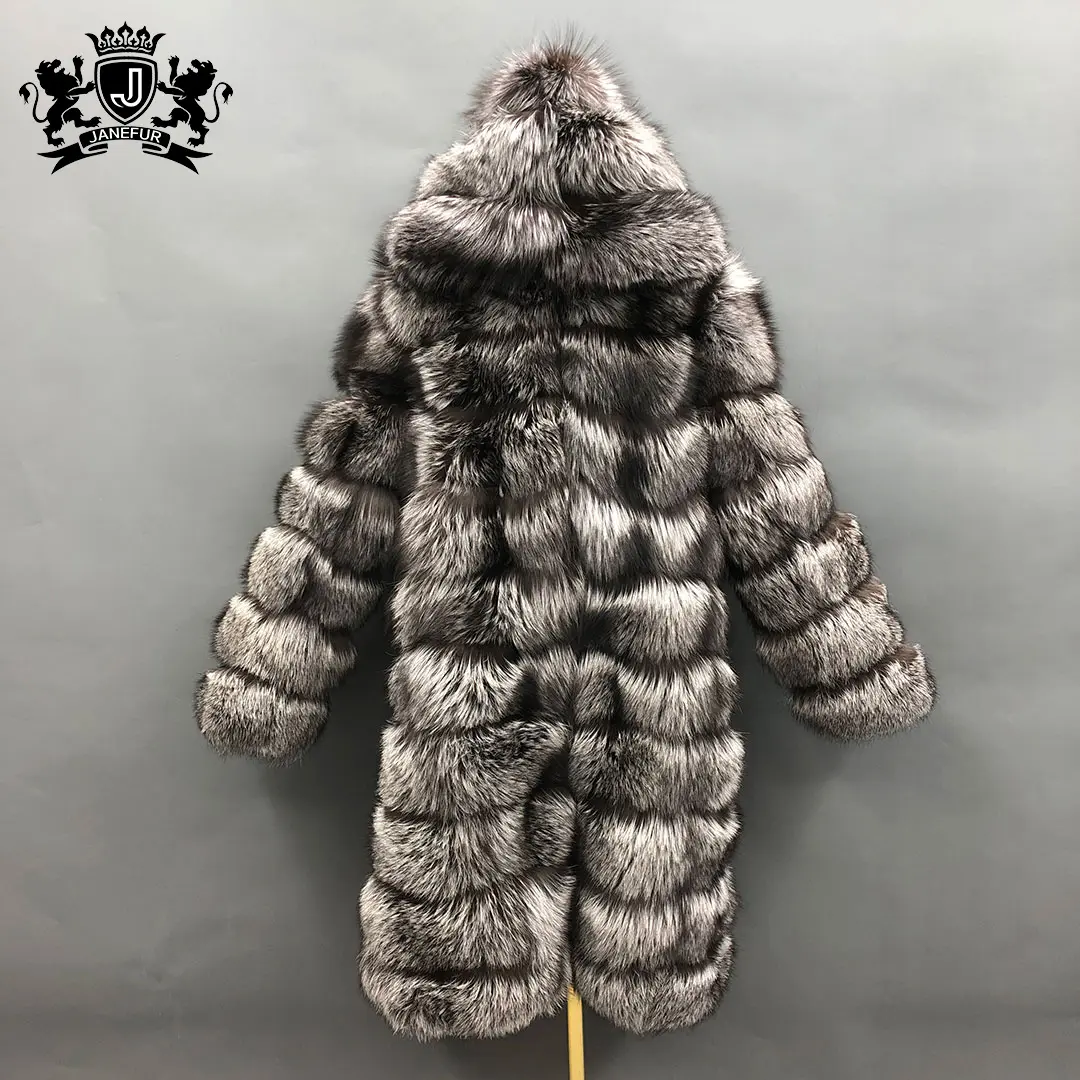 Luxury XXL Fur Coat Long Hooded Real Fox Fur Coat for Women Winter Thick Warm Fox Fur Coat