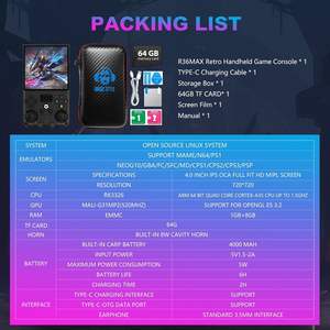 Consola de Juegos Retro Portátil R36MAX, 128 GB, Más de 20000 Juegos, RK3326, Pantalla de <span class=keywords><strong>4</strong></span>.0'' 720x720, 4000 mAh, Sistema Linux - Product Image 6