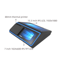 Système de point de vente tactile à double écran de 13.3 pouces Terminal de paiement tout-en-un de 80mm avec Windows 10