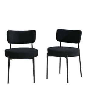 Chaises de <span class=keywords><strong>cuisine</strong></span> modernes du milieu du siècle Chaises de salle à manger à siège rembourré noir avec cadre en métal Meubles de maison - Product Image 1