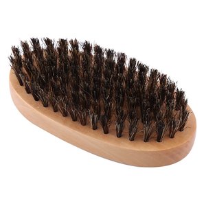 Brosse à cheveux ondulés en poils de sanglier doux, courbée à 360°, avec logo personnalisé, en bois de bambou, brosse à barbe en poils végétaliens, petite brosse à raser pour hommes - Product Image 2
