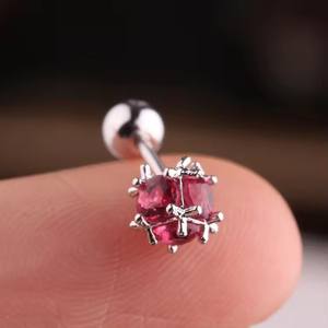 Hot Pink 5mm CZ Ball Unique Quirúrgico Acero inoxidable Tragus Jewelry Pendientes de cartílago - Product Image 1