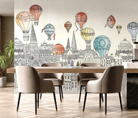 Décoration intérieure, panneau mural WPC en forme de montgolfière, décoration murale de haute qualité pour l'intérieur et l'extérieur avec garantie de 3 ans