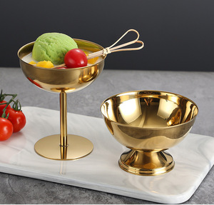 Bol à dessert en acier inoxydable doré en gros, coupe à glace pour dessert, salade de fruits, service de table - Product Image 3