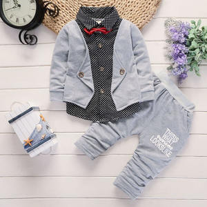 Ropa Infantil al por Mayor a Bajo Precio, Conjuntos de Otoño de 3 Piezas para Niños, Estilo Caballero - Product Image 1