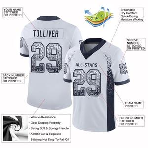 Maillot de football authentique personnalisé en maille blanche marine-grise, style Drift Fashion - Product Image 2
