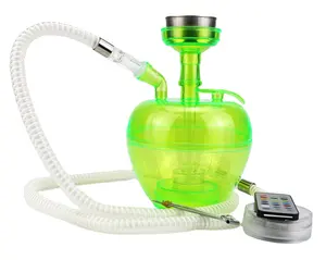 新款创意塑料瓶水烟套装阿拉伯苹果发光二极管灯塑料水烟