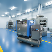 Compresor de Aire de Tornillo Industrial de Accionamiento Directo Sin Aceite HUITONG XINDA 0.8MPa 8bar 5.5-37kW 7.5-50HP Motor 4 en 1