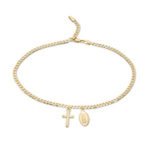 Bijoux <span class=keywords><strong>de</strong></span> baptême chrétien religieux classique, bracelet <span class=keywords><strong>de</strong></span> <span class=keywords><strong>cheville</strong></span> en or plaqué 14 carats avec croix pendante et Vierge Marie, pour cadeau - Product Image 3
