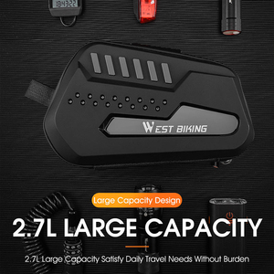Sacoche de selle de vélo WEST BIKING 2,7 L grande capacité, étanche, coque en TPU, avec feu arrière, pour vélo de route et voyage - Product Image 3
