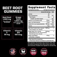 Gummies de Betterave OEM avec Extrait de Pépins de Raisin et L-Arginine, Booster d'Oxyde Nitrique, Saveur Grenade, Antioxydant