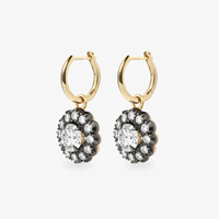 Vintage Zweifarbige Diamant-Blumen-Ohrringe Hypoallergene 925 Sterling Silber Noir Diamant-Cluster-Creolen Edle Damenschmuckstücke