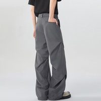 Pantalon décontracté d'été haut de gamme unisexe Pantalon droit confortable de taille moyenne Pantalon de niche à plis et cordon de serrage Pantalon de style américain