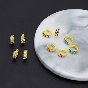 JXX Brass Jewelry 24k Plated Gold <b>Fashion</b> Tiny Zircon Huggie <b>Earrings</b> Gold Small <b>Hoop</b> <b>Earring</b> for Women Anniversary - Product Image 6