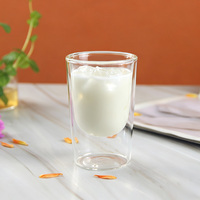 Tasse en verre borosilicate à double paroi, style classique moderne, pour thé, café, lait, réutilisable, idéale pour les mariages et les fêtes