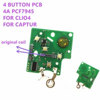 Llave Inteligente de 4 Botones, Manos Libres, con Tarjeta para Renault Clio 4 2013 con Chip Hitag AES PCF7945 de 434MHz 4A, Llaves de Vehículo PCB