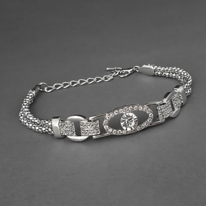 Urthn Trendy Pulsera chapada en plata de piedra austriaca religiosa 1400519-Brazaletes de latón de cobre chapados en rodio Patrón de corazón para regalos - Product Image 1